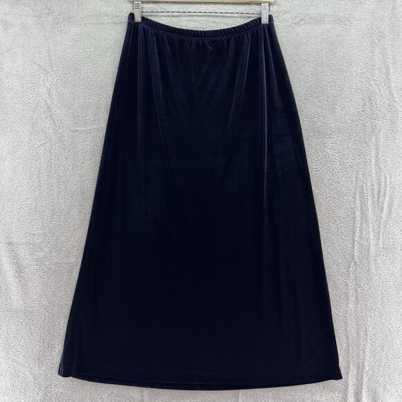 VTG Talbots Skirt Womens M Purple Black Velvet Pullon Elastic Waist Maxi Length - Picture 1 of 11